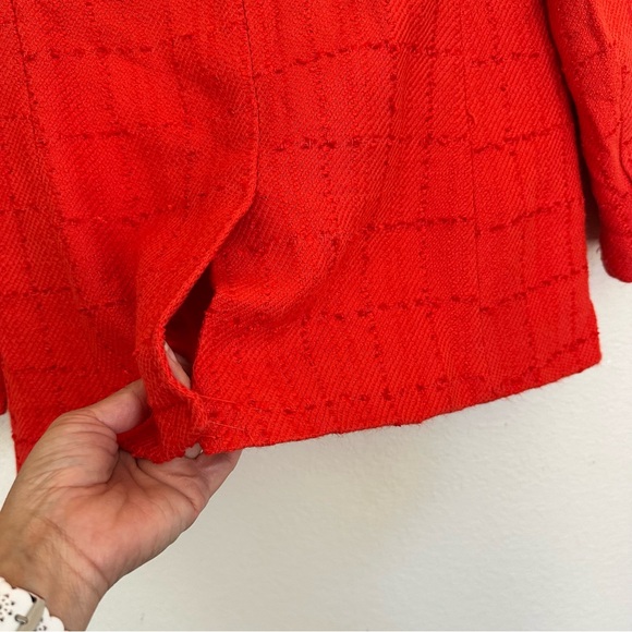 Ann Taylor Petite Tweed Double Breasted Blazer Vermillion Kiss Size 8P - Picture 9 of 12